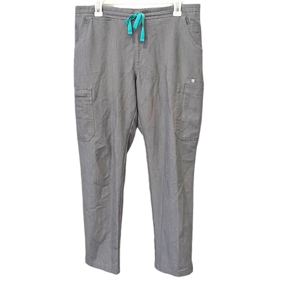 FIGS Scrub Pants Women's Medium Yola Skinny Gray Teal Pockets Nursing Medical - Picture 1 of 8